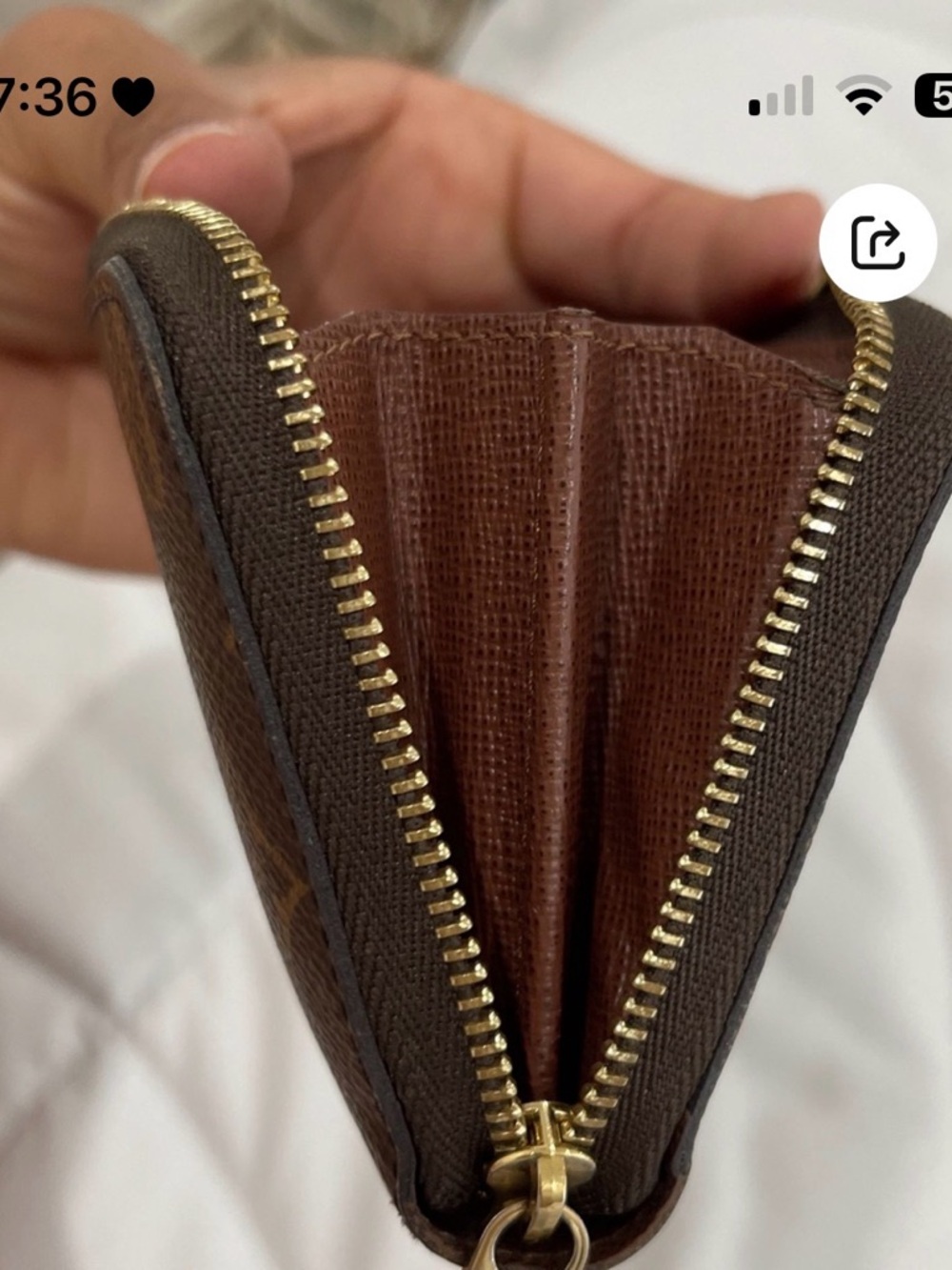 Louis Vuitton Brown Monogram Zip Coin Pouch with Gold Hardware